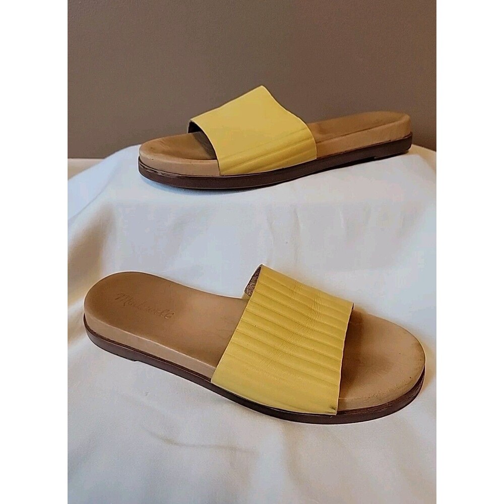 MADEWELL Women's The Louisa Slide Sandal Embossed Leather Autumn Gold | Size 8